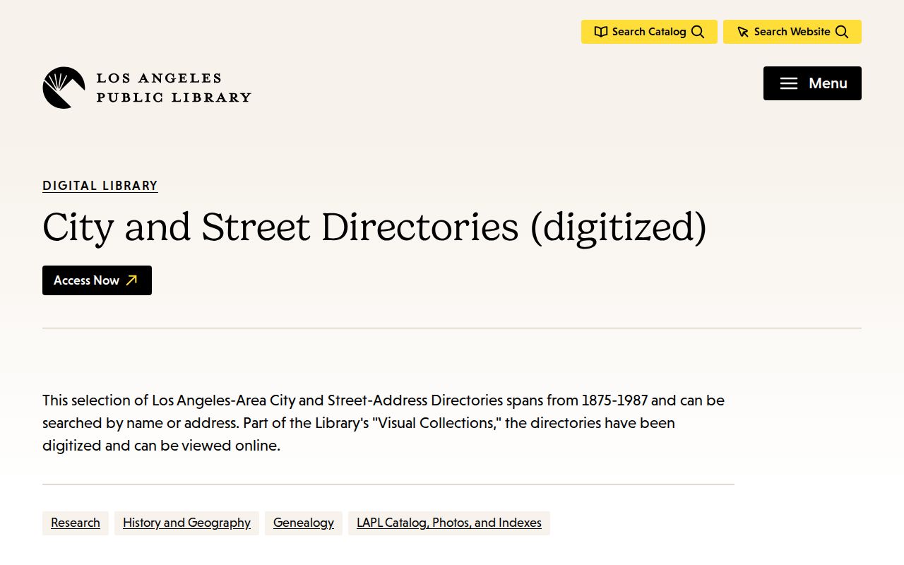Bellflower city directory search in the digitized regional LAPL collection
