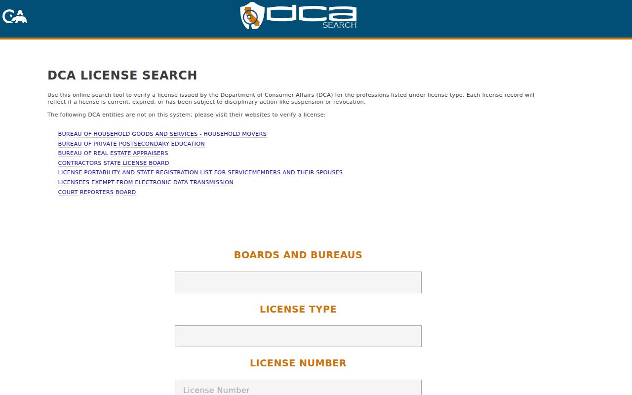 Bellflower residents directory California professional license search