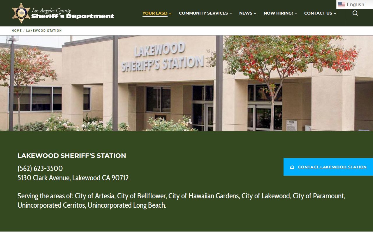 Bellflower neighbors LASD Lakewood Station