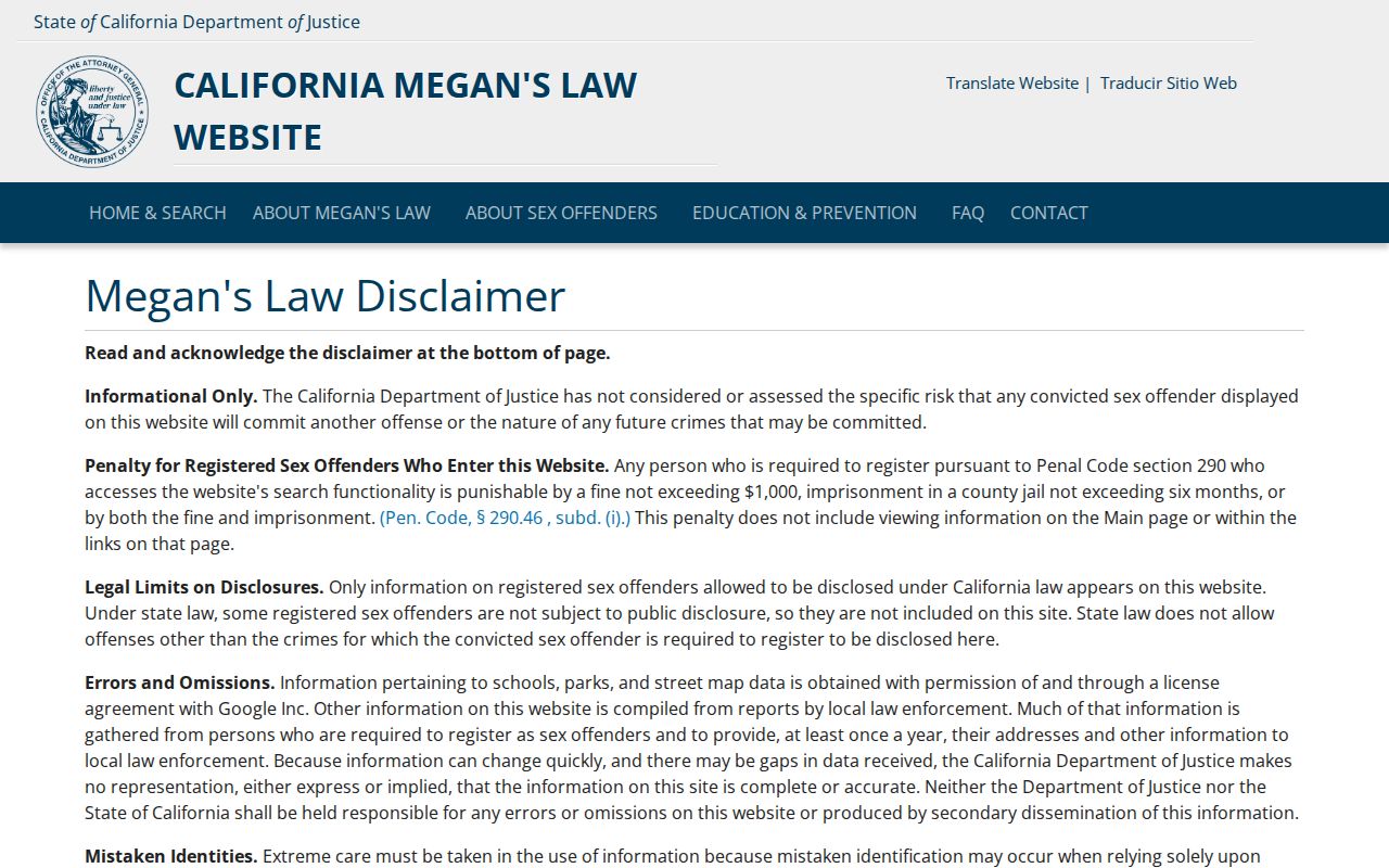 Bellflower resident lookup Megan's Law registry options